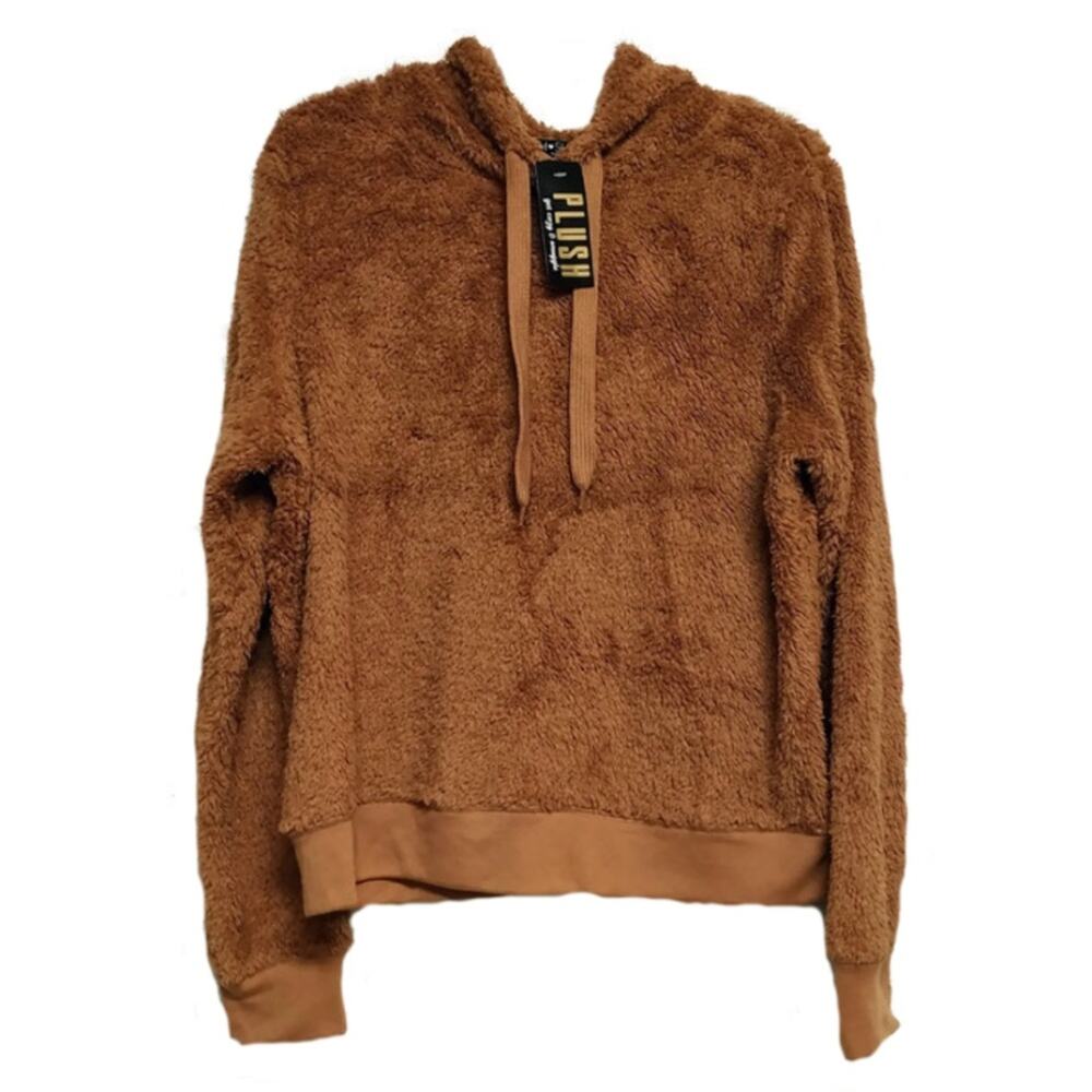 Fifth Sun Brown Plush Pullover Hoodie Top